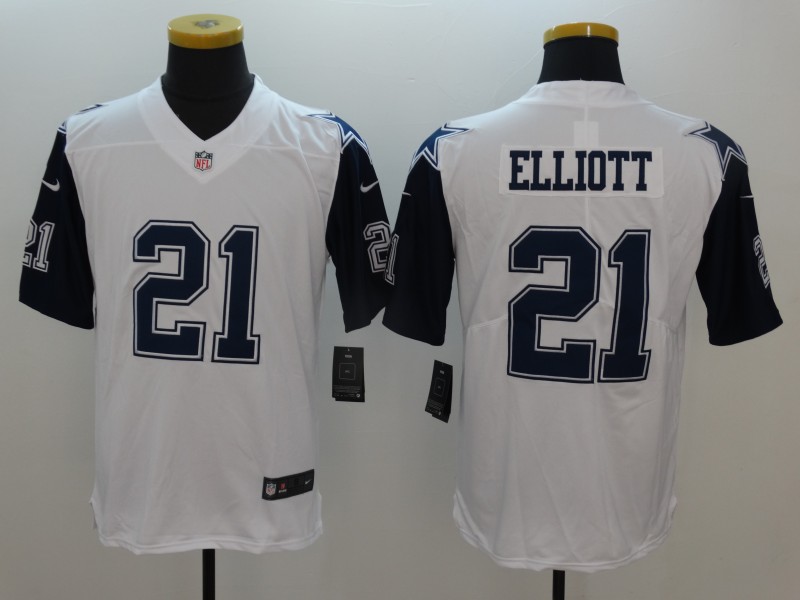 Men's Dallas Cowboys Ezekiel Elliott #21 White Jersey